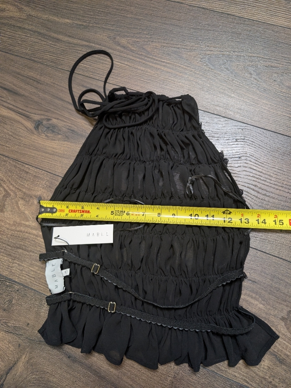 Mable Black Smocked Halter Crop Top & Maxi Skirt Set Size Medium - Picture 7 of 10